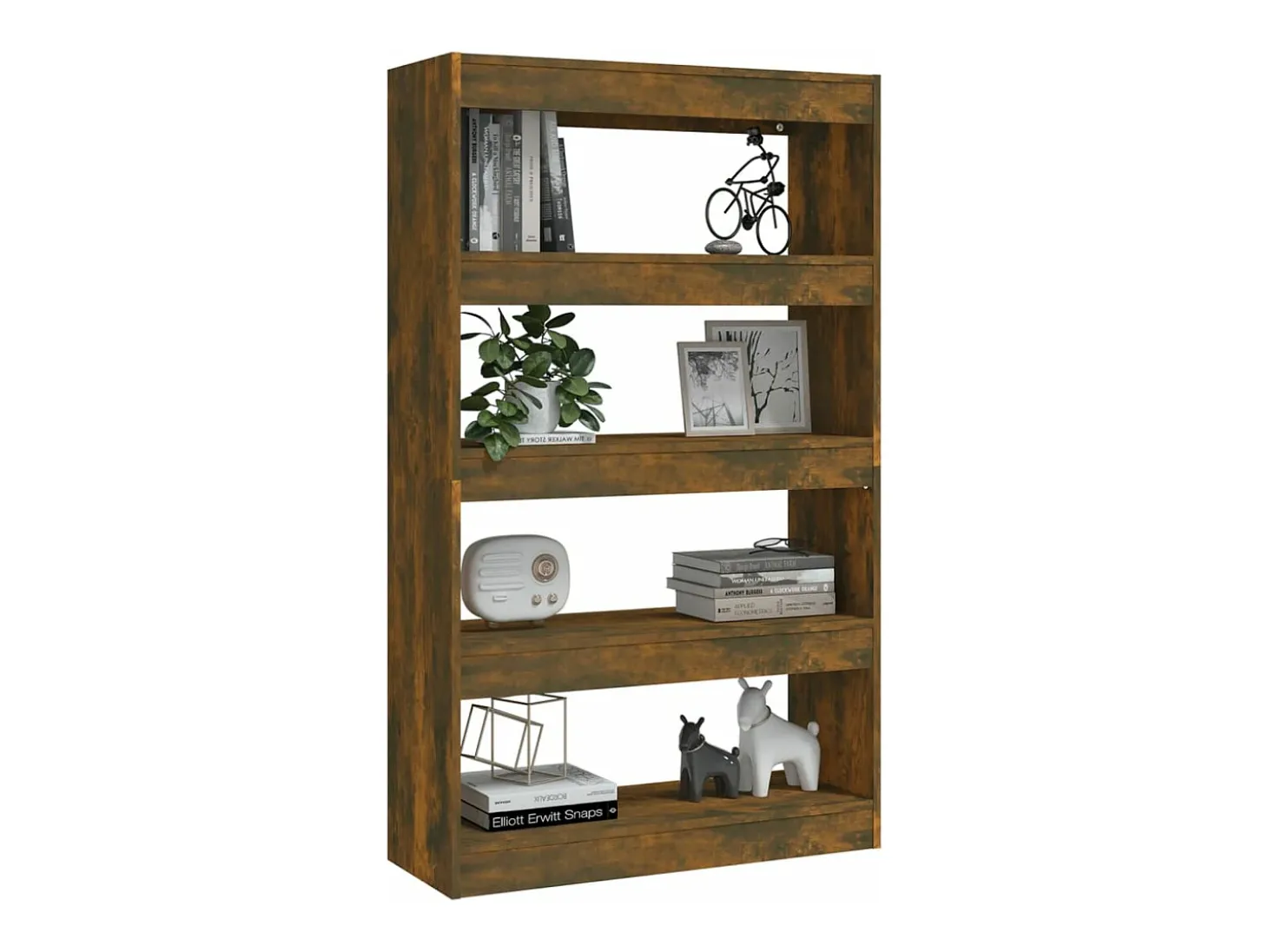 Estantería/divisor madera ingeniería roble ahumado 80x30x135 cm