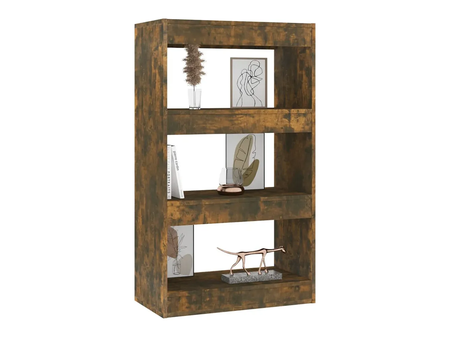 Estantería/divisor madera ingeniería roble ahumado 60x30x103 cm