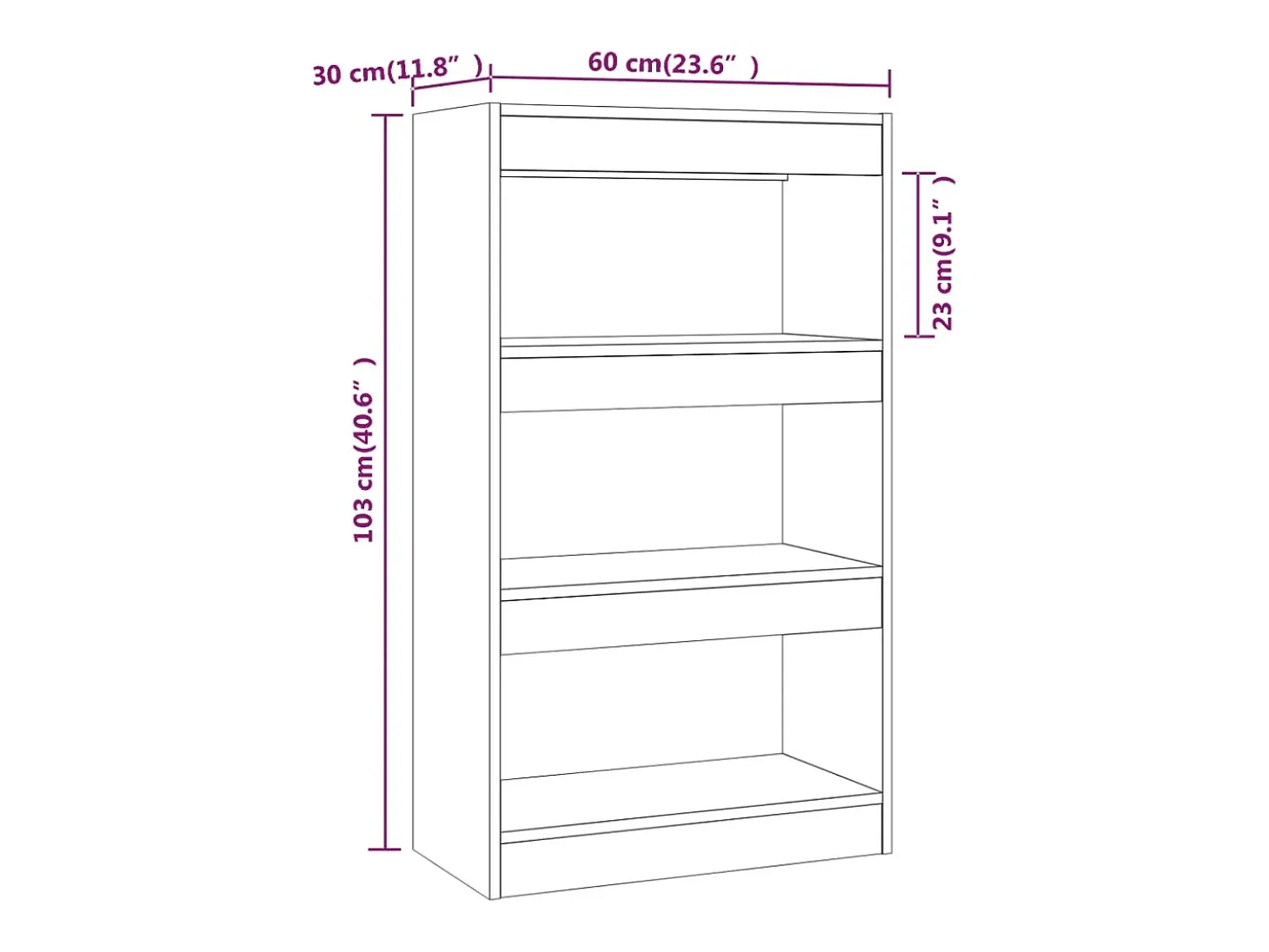 Estantería/divisor madera ingeniería roble ahumado 60x30x103 cm