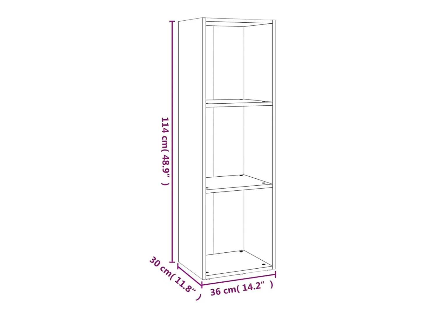 Estantería/mueble de TV contrachapada gris Sonoma 36x30x114 cm