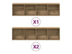 Estanterías para libros 3 unidades madera ingeniería roble artesanal