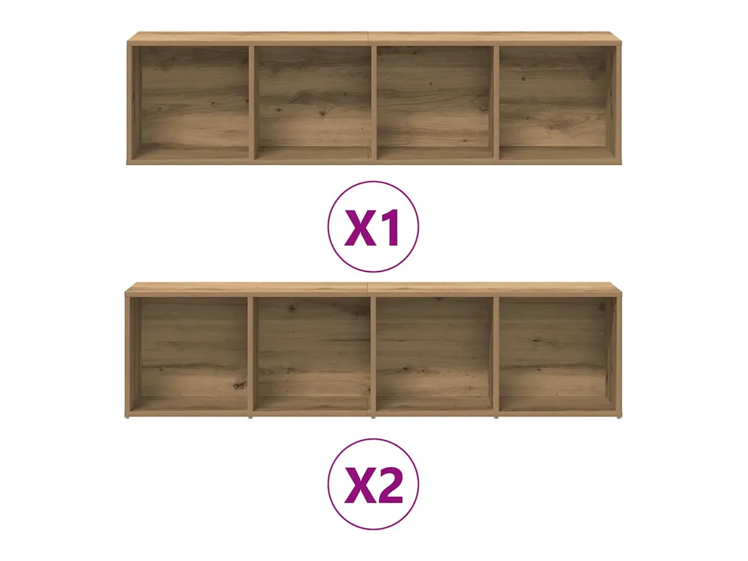 Estanterías para libros 3 unidades madera ingeniería roble artesanal