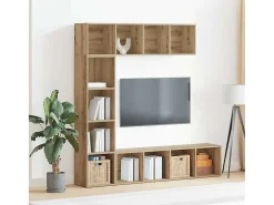 Estanterías para libros 3 unidades madera ingeniería roble artesanal