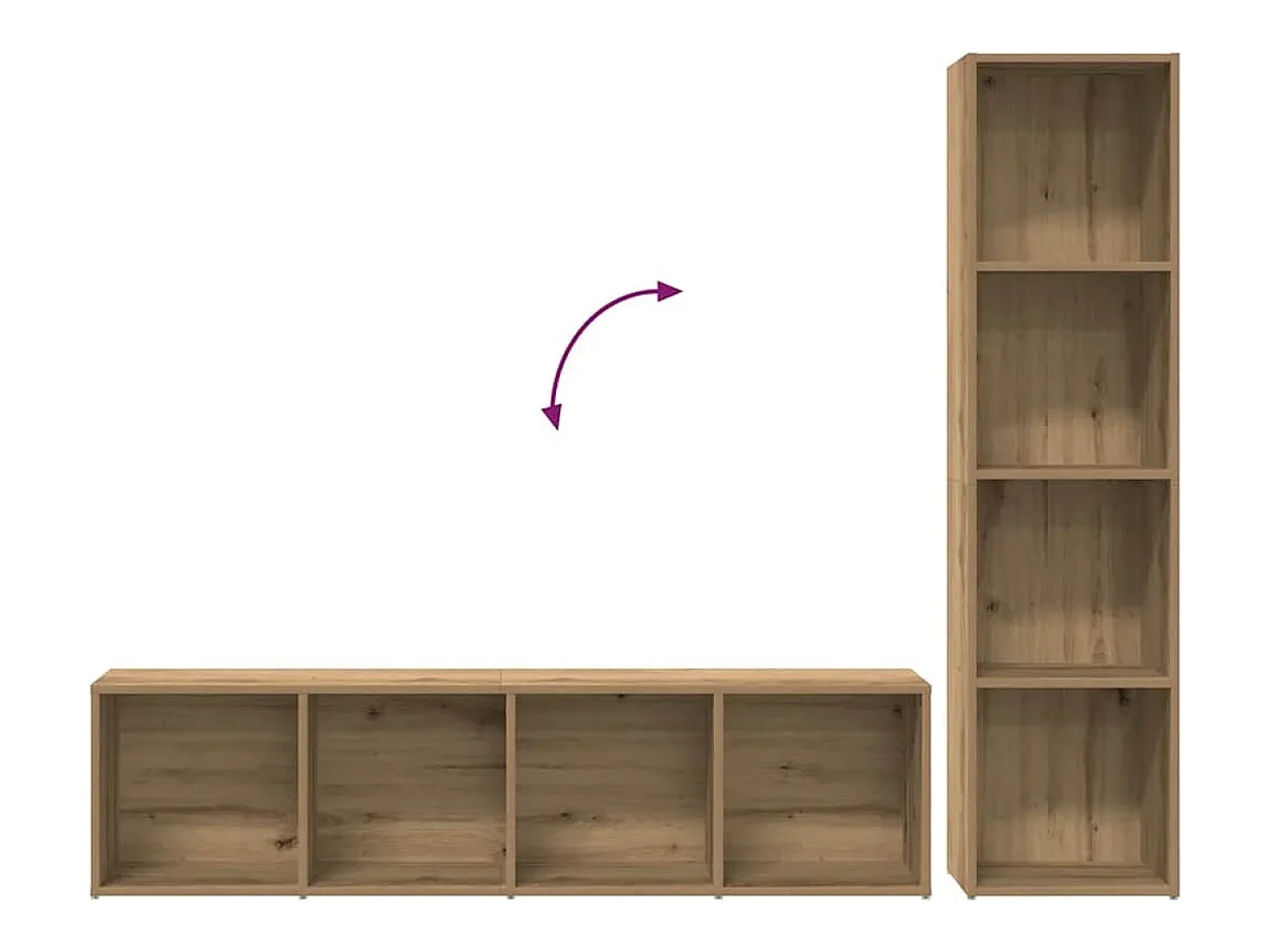 Estanterías para libros 3 unidades madera ingeniería roble artesanal