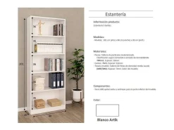 Estanteria cinco baldas Tokio acabado blanco artik 201 cm(alto)80 cm(ancho)28 cm(fondo) .