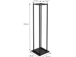 Estanteria para leña de interior leñero organizador metálico negro 33x33x115 cm