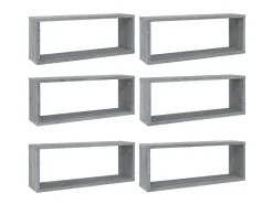 Estantes cúbicos de pared 6 uds madera gris Sonoma 60x15x23 cm ES19788