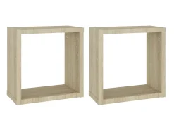 Estantes cubo de pared 2 unidades roble Sonoma 30x15x30 cm ES54424