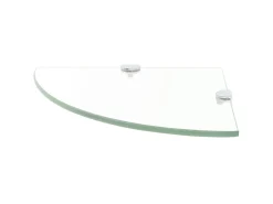 Estantes de esquina 2 uds con soportes cromados vidrio 35x35 cm ES402161