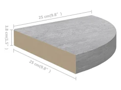 Estantes de esquina de pared 4 piezas Gris hormigón 25x25x3,8 cm MDF