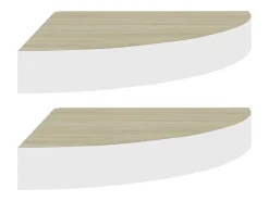 Estantes de esquina de pared 2 piezas Roble y blanco 25x25x3,8 cm MDF