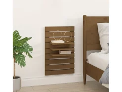 Estantes de noche de pared de madera maciza de pino marrón miel, 2 unidades