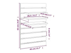 Estantes de noche de pared de madera maciza de pino marrón miel, 2 unidades