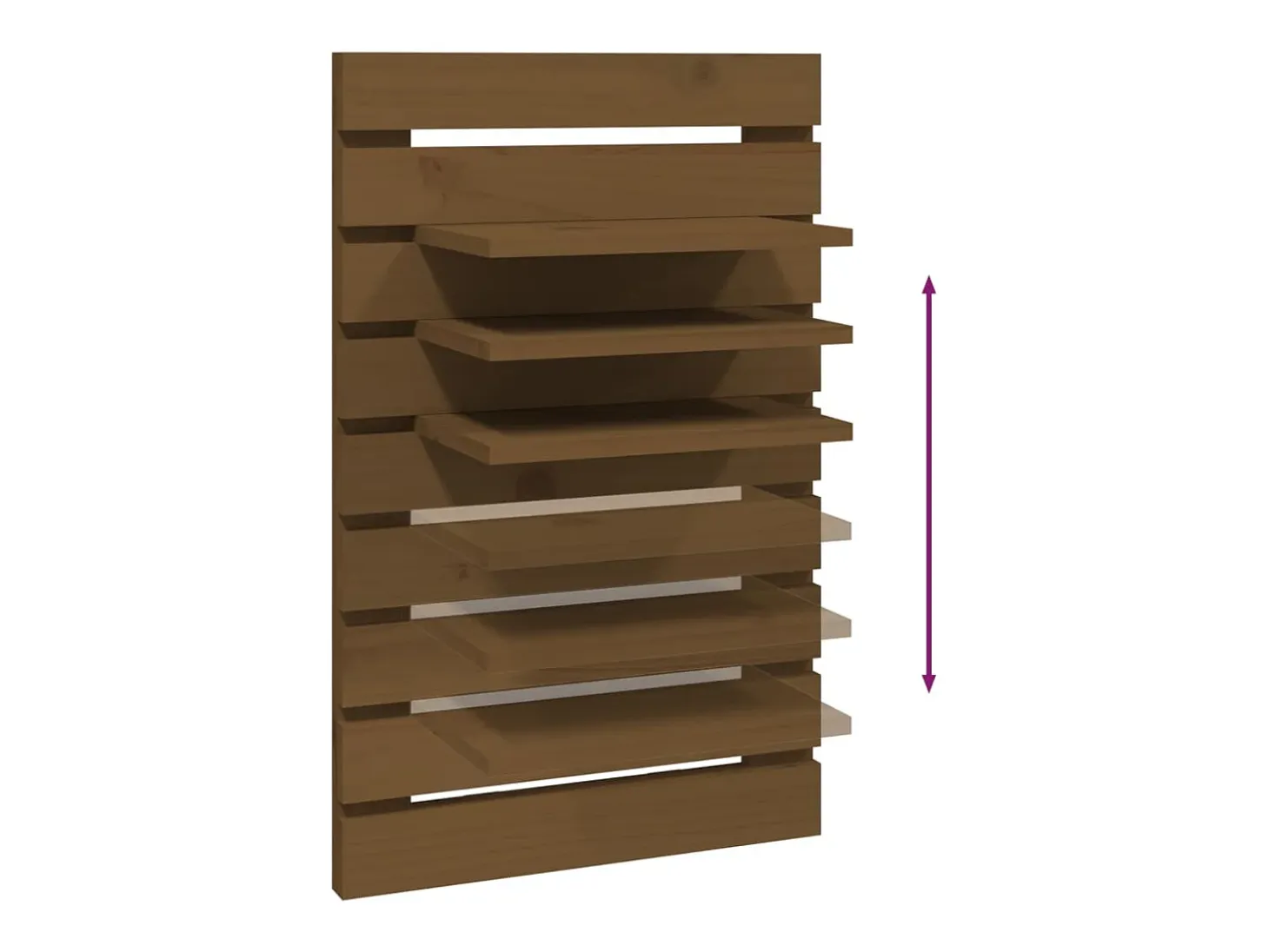 Estantes de noche de pared de madera maciza de pino marrón miel, 2 unidades