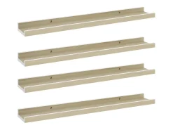 Estantes de pared 4 piezas blanco y roble sonoma 60x9x3 cm