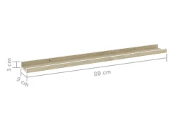 Estantes de pared 2 piezas blanco y roble sonoma 80x9x3 cm