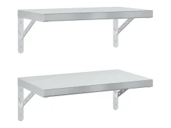 Estantes de pared 2 uds acero inoxidable plateado 50x30 cm ES438322