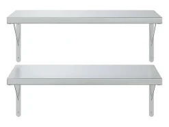 Estantes de pared 2 uds acero inoxidable plateado 75x40 cm ES446789