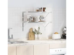 Estantes de pared 2 uds acero inoxidable plateado 75x40 cm ES446789