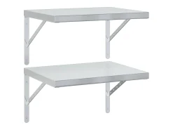 Estantes de pared 2 uds acero inoxidable plateado 50x40 cm ES886142