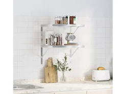 Estantes de pared 2 uds acero inoxidable plateado 50x40 cm ES886142