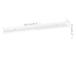 Estantes de pared 2 uds Blanco brillo 100x9x3 cm