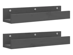 Estantes de pared 2 uds Gris 50x12x9 cm Madera maciza de pino