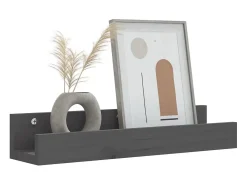 Estantes de pared 2 uds Gris 50x12x9 cm Madera maciza de pino