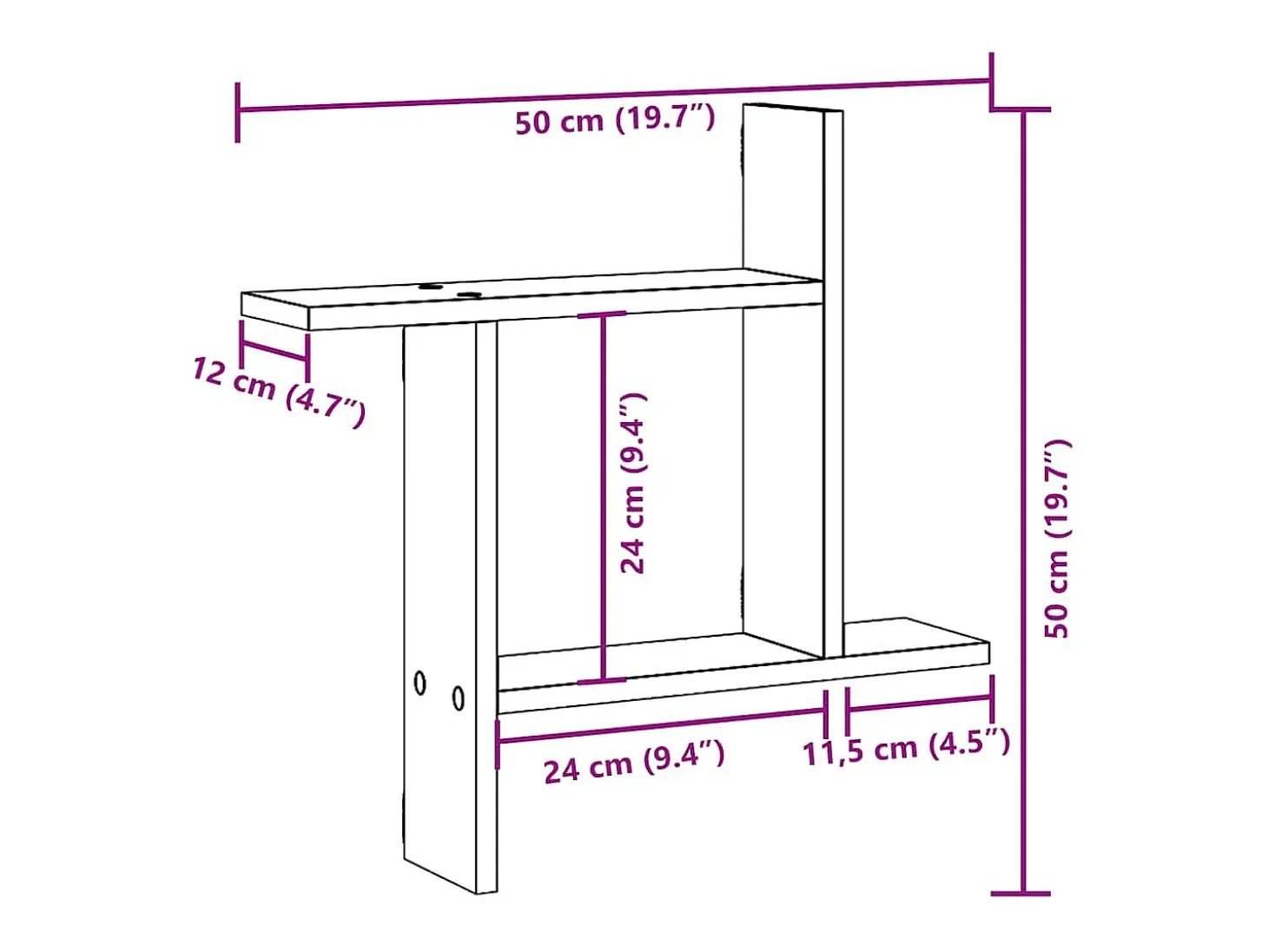 Estantes de pared 2 uds madera ingeniería blanco 50x15x50 cm