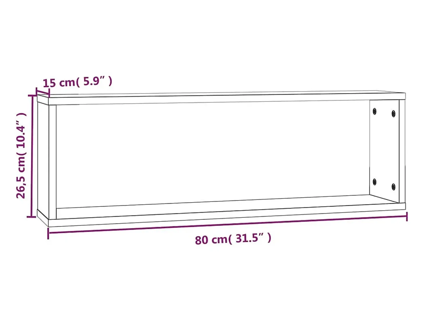 Estantes de pared cúbicos 4 piezas Roble marrón 80x15x26,5 cm