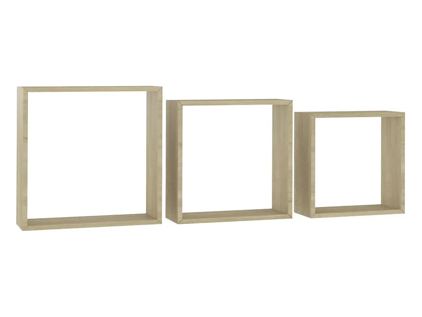 Estantes de pared cúbicos de 3 piezas, roble Sonoma