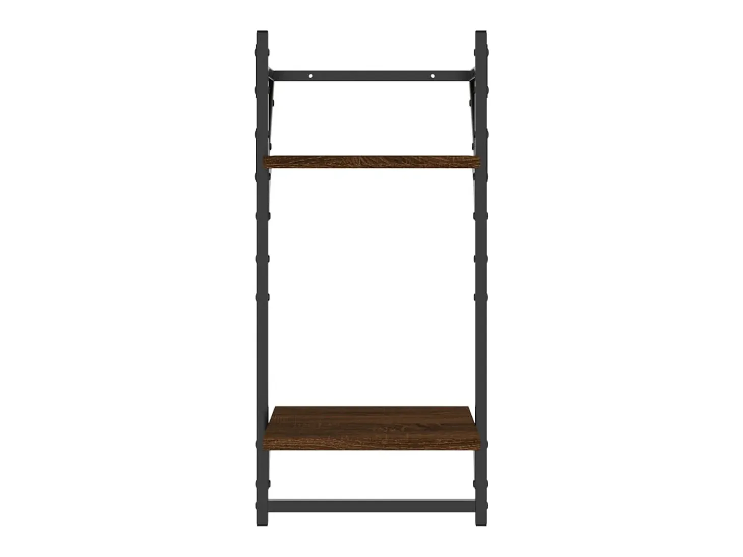 Estantes de pared de 2 niveles con barras, 2 piezas, color marrón roble