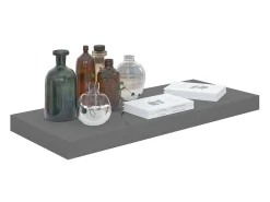 Estantes de pared de pared 2 uds MDF gris brillo 60x23,5x3,8cm ES35098