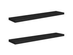 Estantes de pared de pared 2 uds MDF negro 120x23,5x3,8 cm ES38388