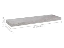 Estantes de pared flotantes 4 piezas gris hormigón 80x23,5x3,8 cm MDF