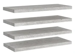 Estantes de pared flotantes 4 piezas gris hormigón 80x23,5x3,8 cm MDF