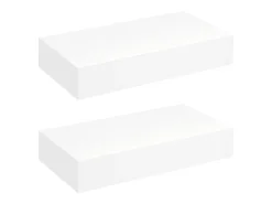 Estantes de pared flotantes con cajones 2 uds blanco 48 cm