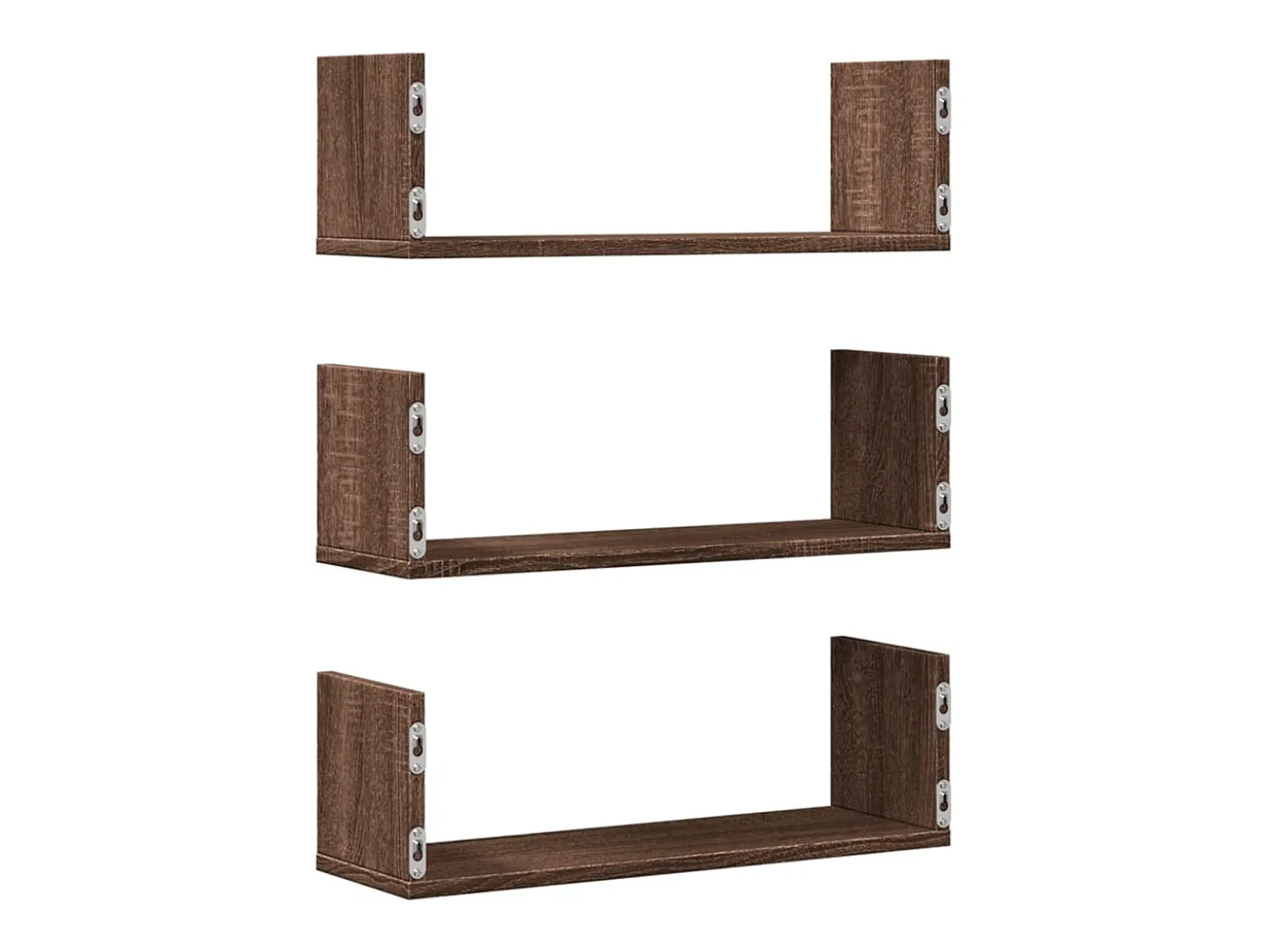 Estantes pared 3 uds madera ingeniería marrón roble 58x18x18cm