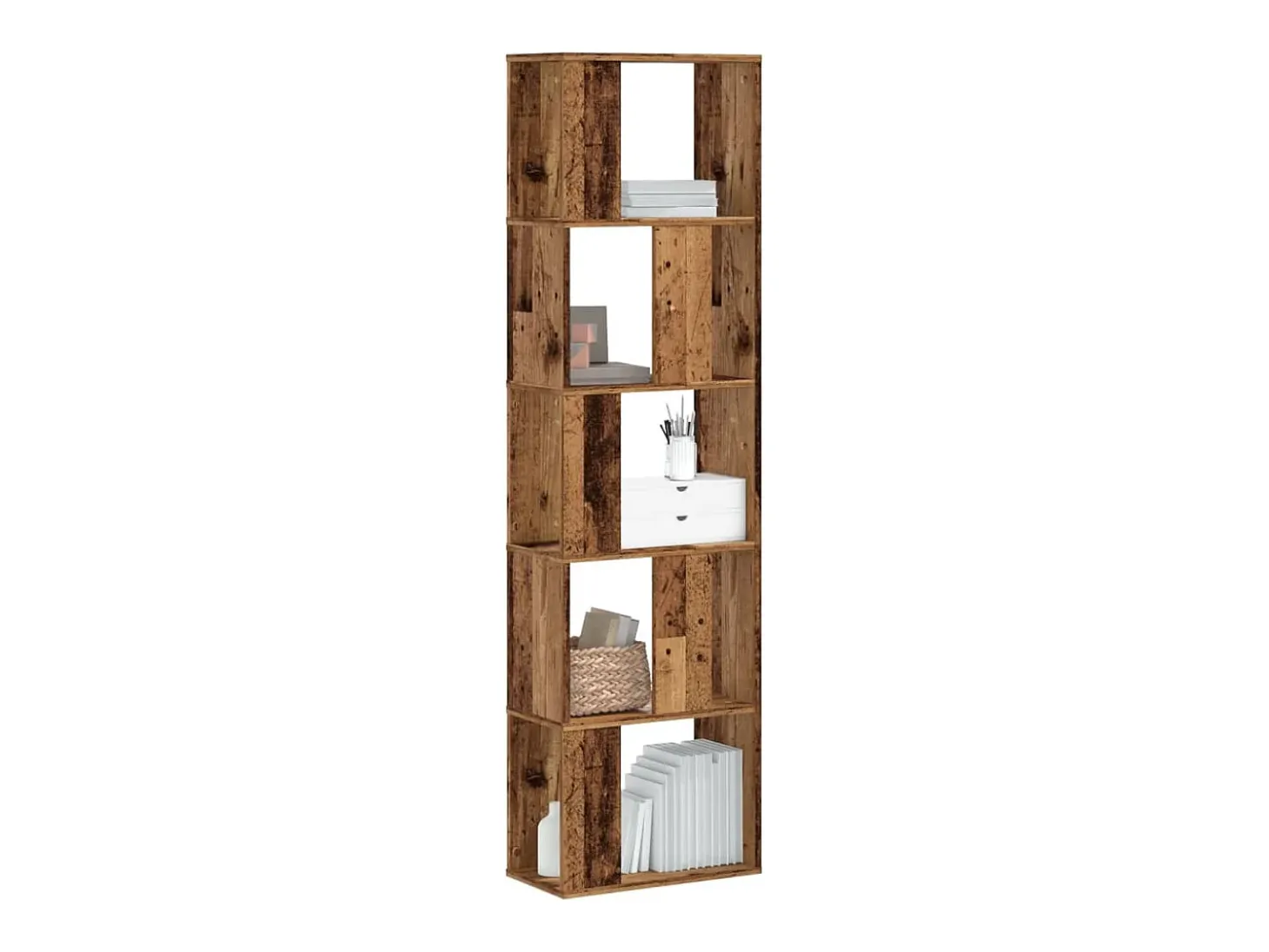 Fairmont Librería de 5 niveles madera color envejecido 45x23,5x162,5 cm