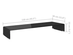 Fall River Soporte para TV/Elevador monitor cristal negro 110x30x13 cm