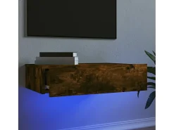 Felizia Mueble de TV con luces LED roble ahumado 60x35x15,5 cm