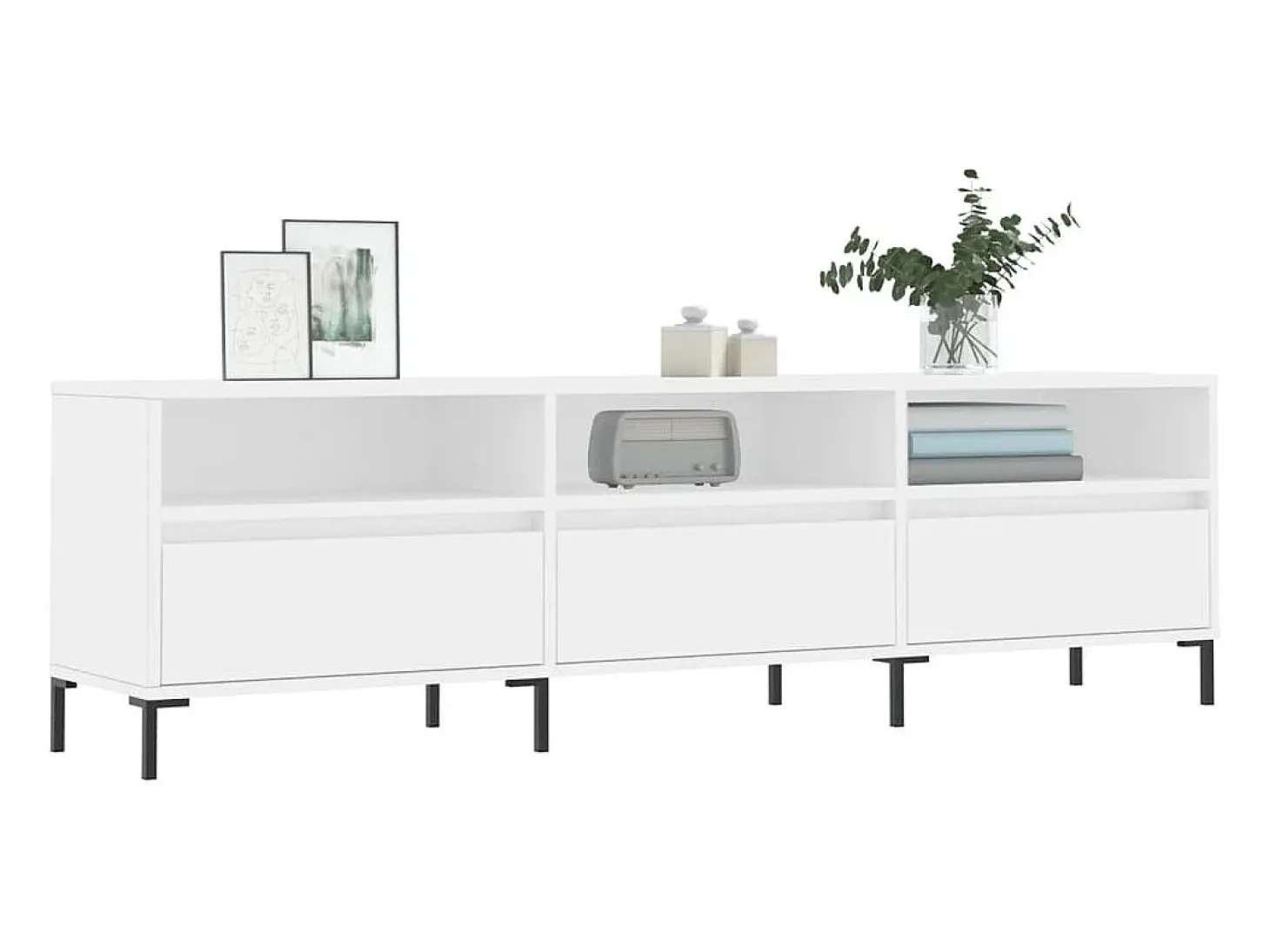 Fem Mueble de TV madera contrachapada blanco 150x30x44,5 cm