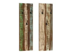 Folker Percheros de pared 2 uds madera maciza reciclada 36x3x110 cm