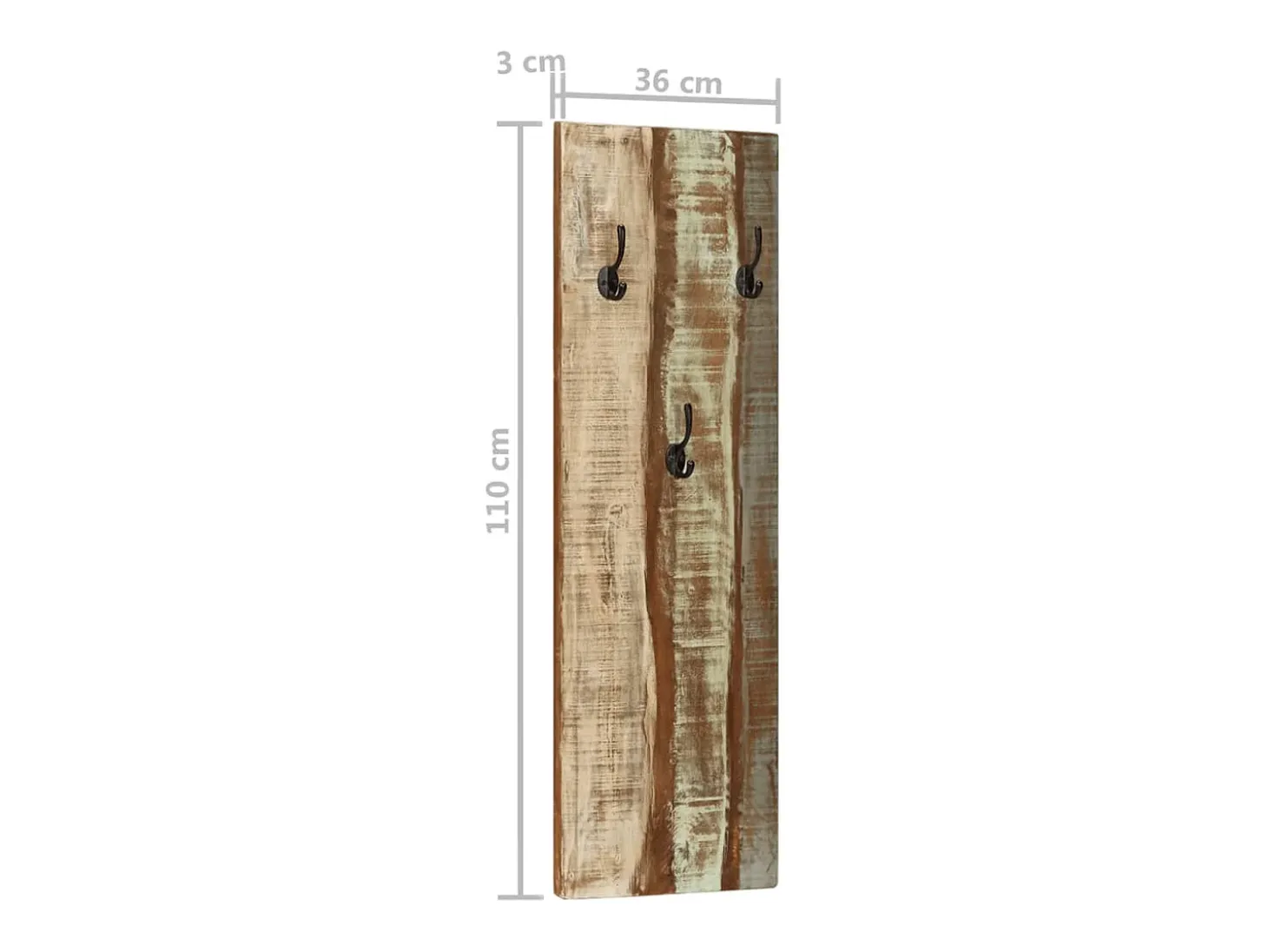Folker Percheros de pared 2 uds madera maciza reciclada 36x3x110 cm