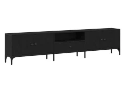 Gabinete de TV con cajón Roble negro 200 x 25 x 44 cm