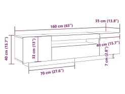 Gabinete de TV Negro 160 x 35 x 40 cm Madera contrachapada