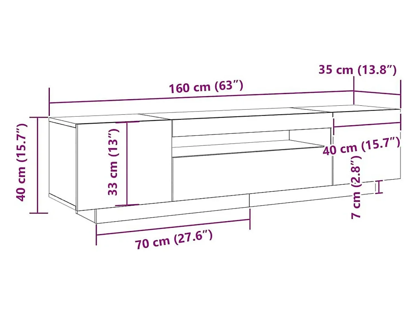 Gabinete de TV Negro 160 x 35 x 40 cm Madera contrachapada