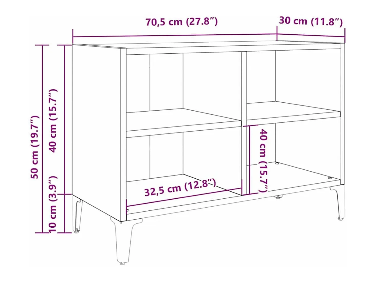 Gabinete de TV Negro 69.5 x 30 x 50 cm Madera contrachapada