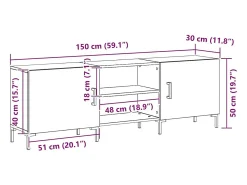 Gabinete de TV Roble negro 150 x 30 x 50 cm