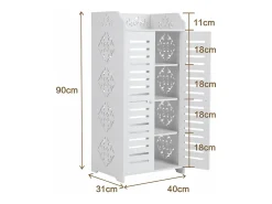 Gabinete de zapato 5 estantes, gabinete de zapato de entrada de 2 puertas, diseño de patrones de corte, 40x31x90cm, blanco